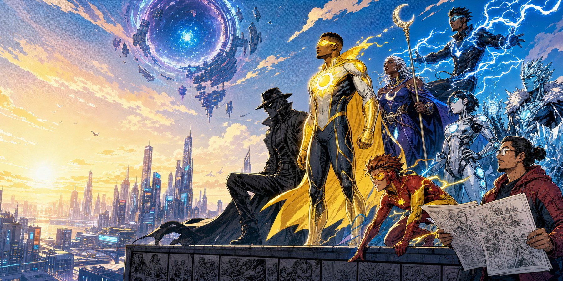 Original VibeComicBook heroes, villains, sidekicks, and creators assembled for a new issue