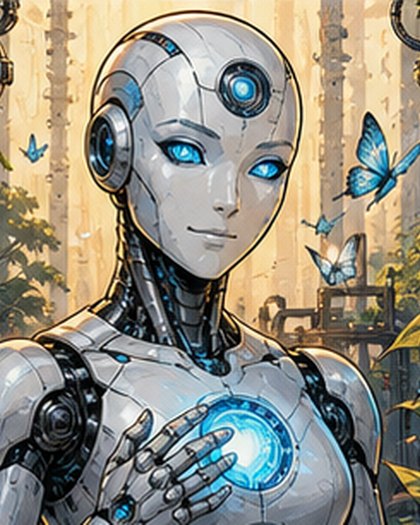 Aster Android original AI comic character portrait