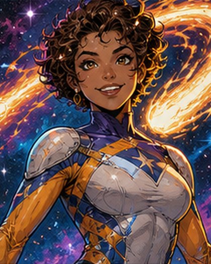 Meteor Mae original AI comic character portrait