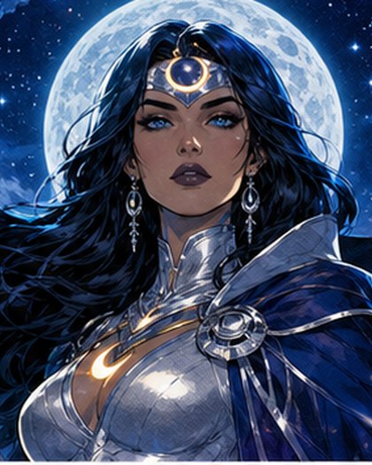 Mira Moonshield original AI comic character portrait