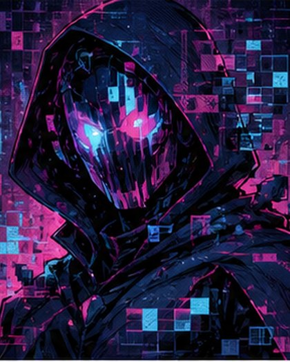 Neon Phantom original AI comic character portrait