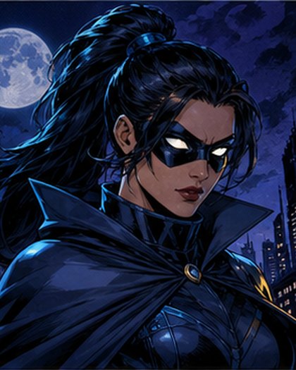 Nova Nightfall original AI comic character portrait