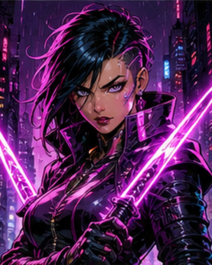 Nyx Neon original AI comic character portrait