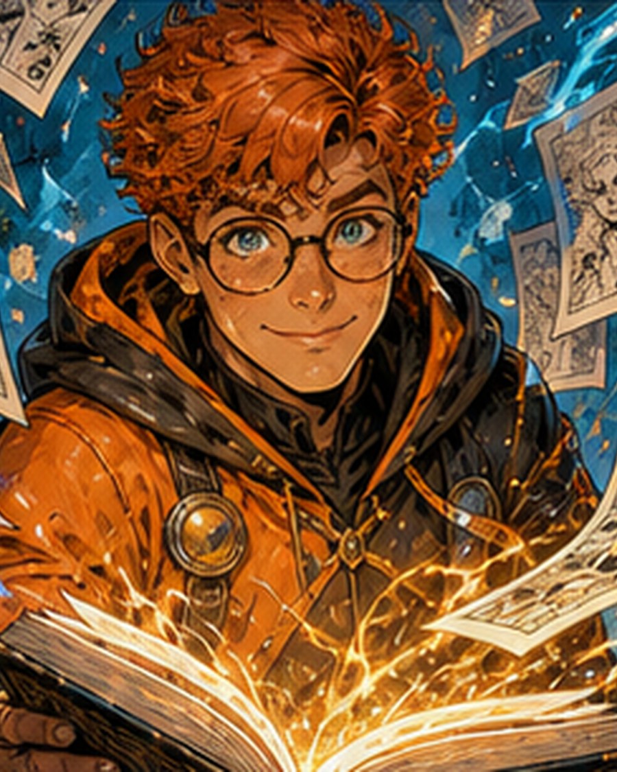Origin Ollie original AI comic character portrait