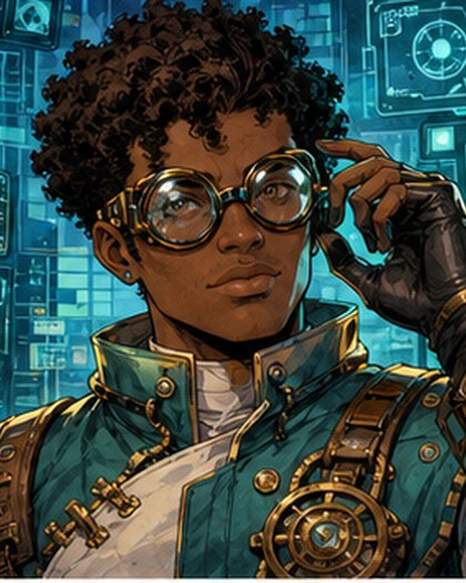 Professor Pixel original AI comic character portrait